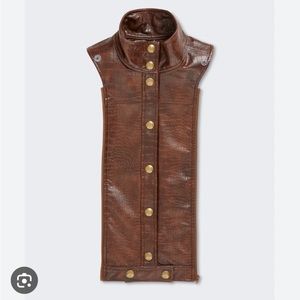 $298 NWTRare Veronica Beard Rocco brown vegan croc leather dickey jacket insert